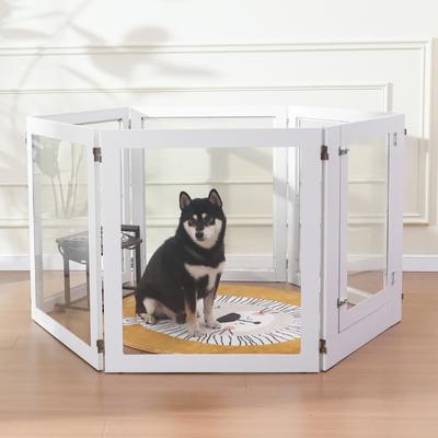 Show full view: RYPetmia Heavy Duty Clear Acrylic Dog, Cat & Small Pet Playpen with Door, Small, 6-panel, White slide 10 of 10