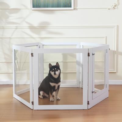 Show full view: RYPetmia Heavy Duty Clear Acrylic Dog, Cat & Small Pet Playpen with Door, Small, 6-panel, White slide 9 of 10