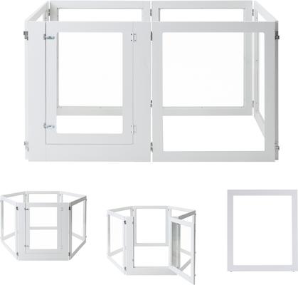 Show full view: RYPetmia Heavy Duty Clear Acrylic Dog, Cat & Small Pet Playpen with Door, Small, 6-panel, White slide 3 of 10