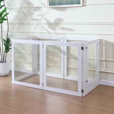 Show full view: RYPetmia Heavy Duty Clear Acrylic Dog, Cat & Small Pet Playpen with Door, Small, 6-panel, White slide 4 of 10