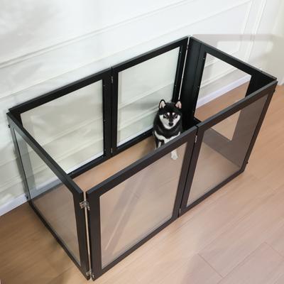 Show full view: RYPetmia Heavy Duty Clear Acrylic Dog, Cat & Small Pet Playpen with Door, Small, 6-panel, Black slide 9 of 10