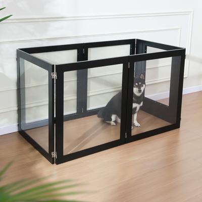 Show full view: RYPetmia Heavy Duty Clear Acrylic Dog, Cat & Small Pet Playpen with Door, Small, 6-panel, Black slide 8 of 10