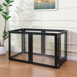 RYPetmia Heavy Duty Clear Acrylic Dog, Cat & Small Pet Playpen with Door, Small, 6-panel, Black