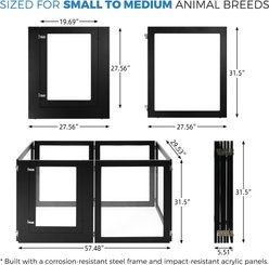 RYPetmia Heavy Duty Clear Acrylic Dog, Cat & Small Pet Playpen with Door, Small, 6-panel, Black slide 2 of 9