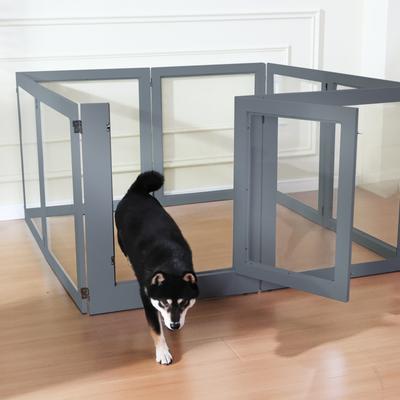 Show full view: RYPetmia Heavy Duty Clear Acrylic Dog, Cat & Small Pet Playpen with Door, Grey, Medium, 8-panel slide 8 of 9