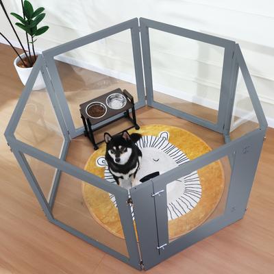 Show full view: RYPetmia Heavy Duty Clear Acrylic Dog, Cat & Small Pet Playpen with Door, Grey, Medium, 8-panel slide 3 of 9
