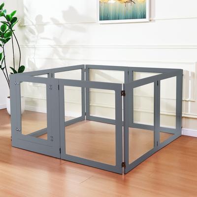 Show full view: RYPetmia Heavy Duty Clear Acrylic Dog, Cat & Small Pet Playpen with Door, Grey, Medium, 8-panel slide 2 of 9