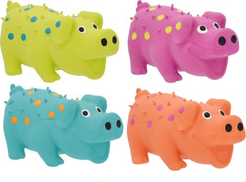 Show full view: Multipet Latex Polka Dot Globlet Squeaky Pig Dog Toy, Color Varies, 4-in, 1 count slide 2 of 5