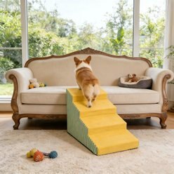Wisfor High-Density Foam Dog Stairs with Washable Cover, 4 Step