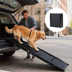 jansno Folding Car Dog Ramp with Non-Slip Rug Surface, Black, 71 x 19.3-in slide 2 of 9