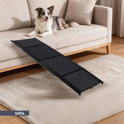 jansno Black Folding Car Dog Ramp with Non-Slip Rug Surface, Black, 65 x 17.2-in