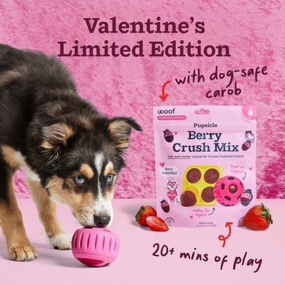 Show full view: Woof Pupsicle Mix Strawberry & Carob Lickable Dog Treats, 5.5-oz bag slide 4 of 8