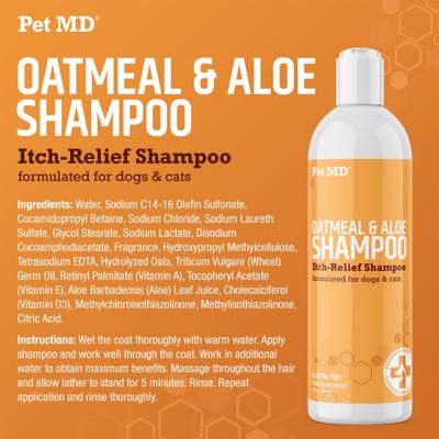 Show full view: Pet MD Oatmeal & Aloe Itch Relief Dog & Cat Shampoo, 16-fl oz bottle slide 6 of 8