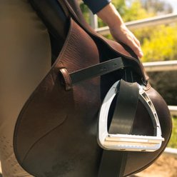 Millbrook Wide Horse Stability Leathers, Dark Brown, 57-in slide 2 of 5