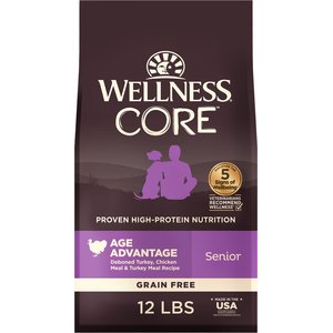 Wellness CORE Grain-Free Senior Deboned Turkey Recipe Dry Dog Food, 12-lb bag