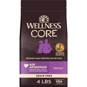 Wellness CORE Grain-Free Senior Deboned Turkey Recipe Dry Dog Food, 4-lb bag