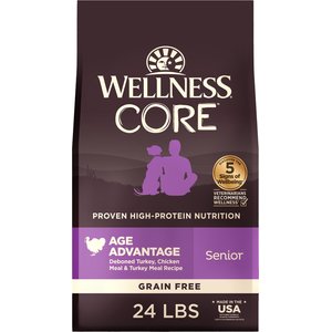 Wellness CORE Grain-Free Senior Deboned Turkey Recipe Dry Dog Food, 24-lb bag