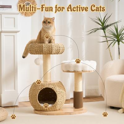 Show full view: Hittite Solid Wood 30-in Faux Fur Cat Tree Tower & Condo with Sisal Scratching Post, Capsule & Ladder, 23.6 x 17.3 x 30-in slide 9 of 10