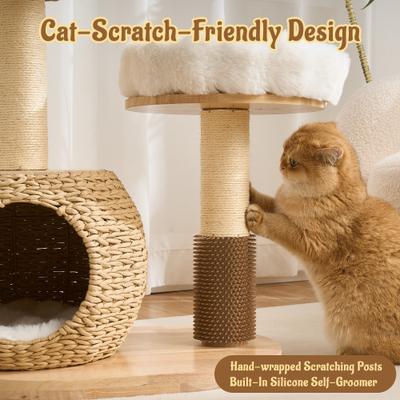 Show full view: Hittite Solid Wood 30-in Faux Fur Cat Tree Tower & Condo with Sisal Scratching Post, Capsule & Ladder, 23.6 x 17.3 x 30-in slide 5 of 10