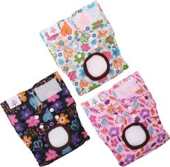 CuteBone Reusable Female Dog Diapers, 3 count, Medium: 16 to 21-in waist, Floral#3