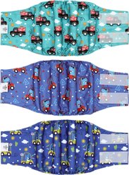 CuteBone Belly Band Male Dog Wrap Washable Dog Diapers, X-Small: 9 to 11-in waist, Cars