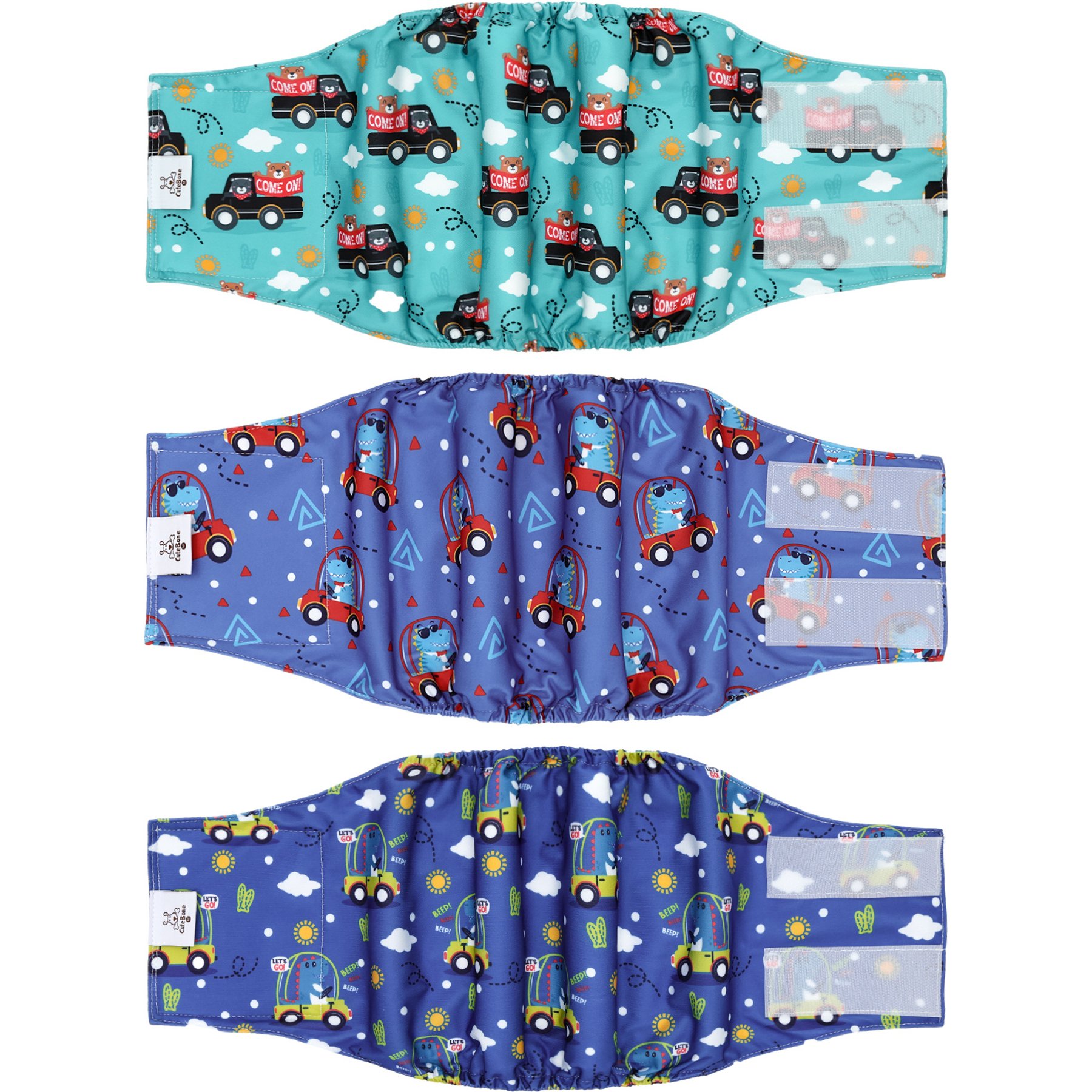 CuteBone Belly Band Male Dog Wrap Washable Dog Diapers, Large: 17 to 21-in waist, Cars