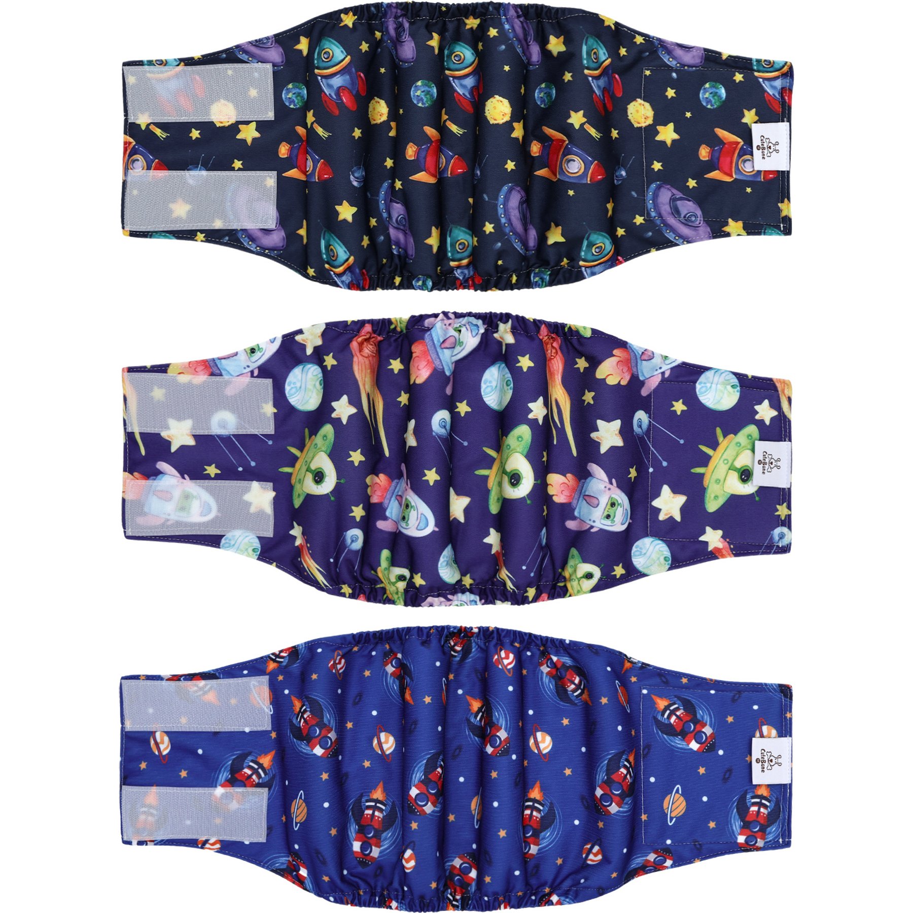 CuteBone Belly Band Male Dog Wrap Washable Dog Diapers, Small: 11 to 14-in waist, Rockets