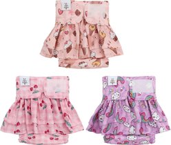 CuteBone Reusable Female Dog Diapers with Skirts, 3 count, X-Small: 10-in waist, Cherry & Rainbow & Dessert