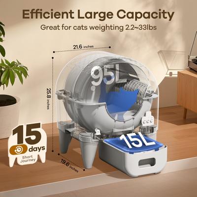 Show full view: Fumoi Automatic Self Cleaning Cat Litter Box, Grey, 21.65-in slide 2 of 7