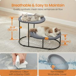 FEANDREA 2-Tier Elevated Breathable Mesh Lounger Cat Hammock Bed with Steel Frame, Dove Gray, Medium: 32.6 x 16.5 x 20.9-in slide 2 of 7