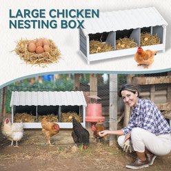 Petsfit Wood Triple Compartment Chicken Nesting Box with PVC Roof for Hens, 37.5 x 13 x 18-in slide 2 of 7