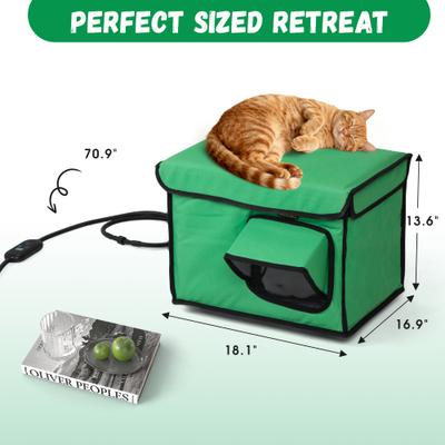 Show full view: Coziwow All-Weather Insulated Waterproof Plastic Outdoor Cat House with Heating Pad, Green, Medium slide 7 of 7