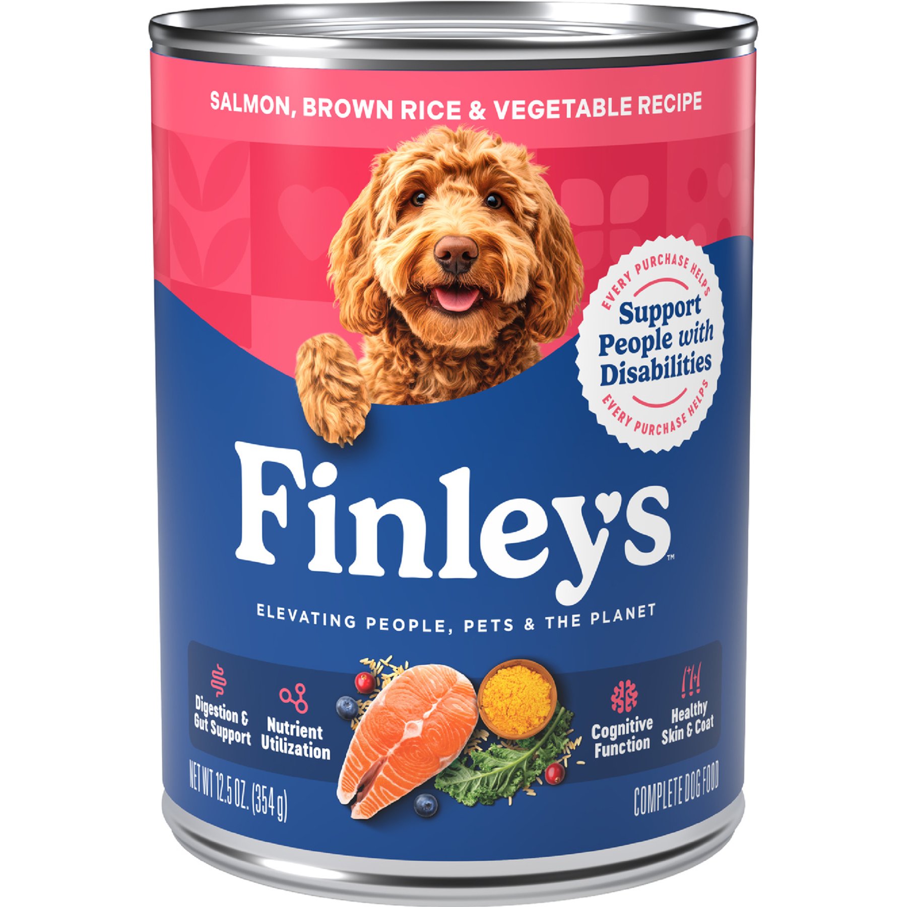 Finley's Salmon, Brown Rice & Vegetable Recipe Wet Dog Food, 12.5-oz can, case of 12