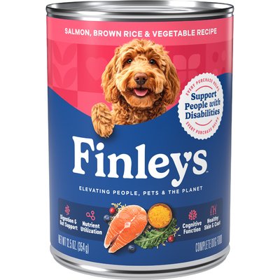 Finley's Finley's Salmon, Brown Rice & Vegetable Recipe Wet Dog Food, 12.5-oz can, case of 12
