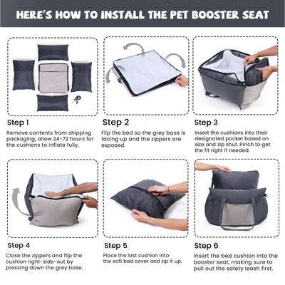 Show full view: LFC PETS Dog Car Booster Seat, Grey slide 9 of 10