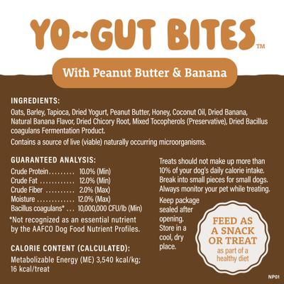 Show full view: Natural Balance Yo-Gut Bites with Peanut Butter & Banana Crunchy Dog Treats, 10-oz bag slide 7 of 9