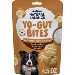 Natural Balance Yo-Gut Bites with Peanut Butter, Banana & Greek Yogurt Drizzle Crunchy Dog Treats, 4.5-oz bag