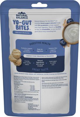 Show full view: Natural Balance Yo-Gut Bites with Oats & Blueberries Crunchy Dog Treats, 4.5-oz bag slide 3 of 9