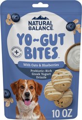 Natural Balance Yo-Gut Bites with Oats, Blueberries & Greek Yogurt Drizzle Crunchy Dog Treats, 10-oz bag