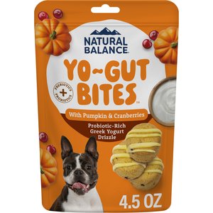 Natural Balance Yo-Gut Bites with Pumpkin, Cranberries & Greek Yogurt Drizzle Crunchy Dog Treats, 4.5-oz bag