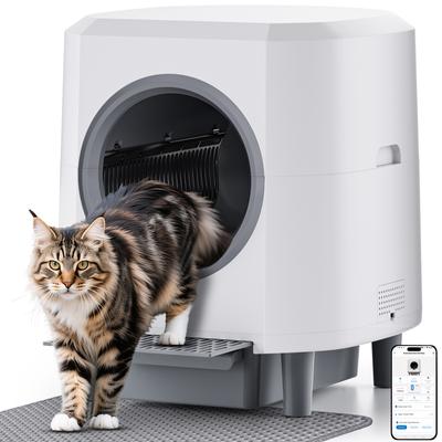 Show full view: Ellenpent Self-Cleaning APP Control & Safety Sensor Cat Litter Box, White, X-Large slide 1 of 10