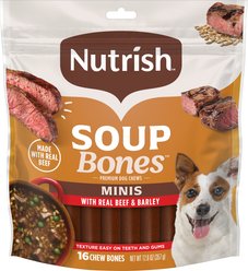 Nutrish Soup Bones Minis with Real Beef & Barley Chews Dog Treats, 16 count (Rachael Ray)
