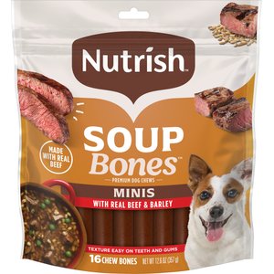 Nutrish Soup Bones Minis with Real Beef & Barley Chews Dog Treats, 16 count (Rachael Ray)