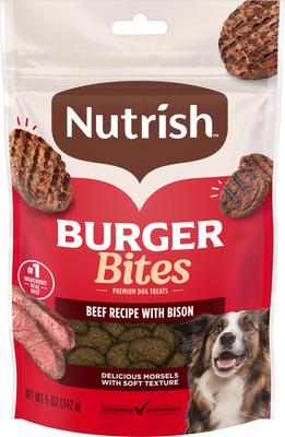 Show full view: Rachael Ray Nutrish Savory Roasters Roasted Chicken + Burger Bites, Beef Burger with Bison Dog Treats, 5-oz bag slide 2 of 10