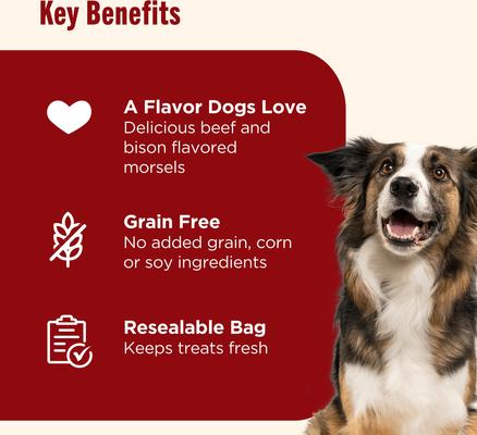 Show full view: Rachael Ray Nutrish Burger Bites, Beef Burger with Bison Grain-Free Dog Treats, 12-oz bag slide 4 of 12