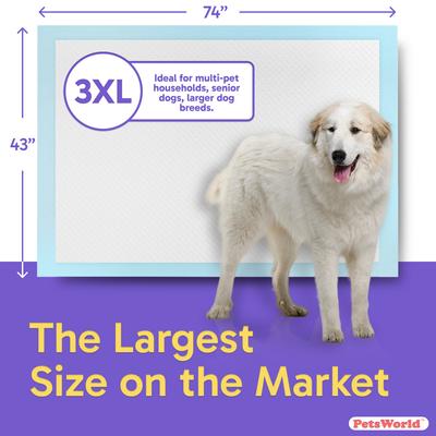 Show full view: PetsWorld Dog Training & Potty Pads, 43 x 74-in, 25 count, Unscented slide 2 of 4