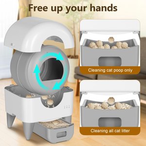 Fumoi Automatic Self Cleaning Cat Litter Box with 2 Roll Garbage Bags, Grey