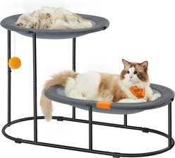 FEANDREA 2-Tier Elevated Breathable Mesh Lounger Cat Hammock Bed with Steel Frame, Dove Gray, Medium: 32.6 x 16.5 x 20.9-in