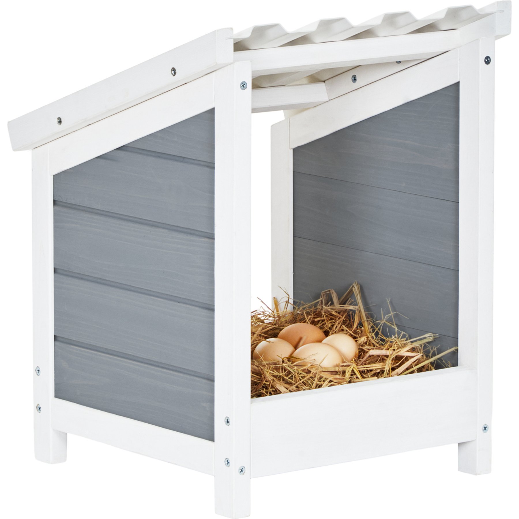 Petsfit Wood Single Compartment Chicken Nesting Box with PVC Roof for Hens, 14 x 13 x 18-in