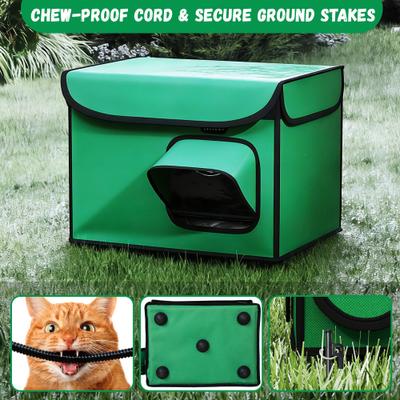 Show full view: Coziwow All-Weather Insulated Waterproof Plastic Outdoor Cat House with Heating Pad, Green, Medium slide 5 of 7